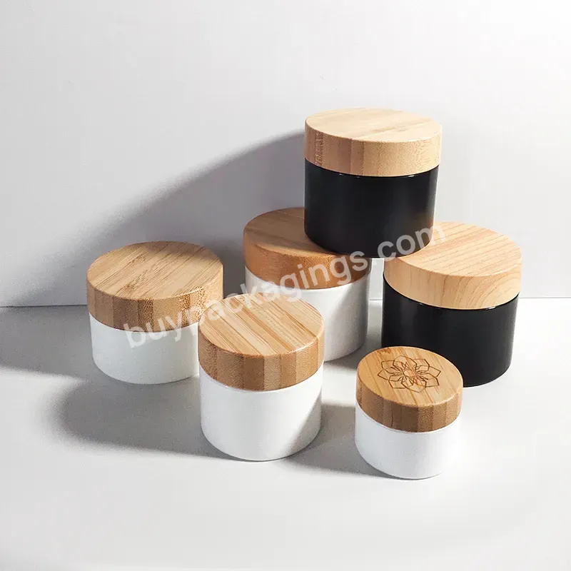 Cosmetic Jar 150ml 50g 250g 250ml 8oz Frosted White Pp Plastic Wax Scrub Container Cream Jar With Bamboo Wooden Lids