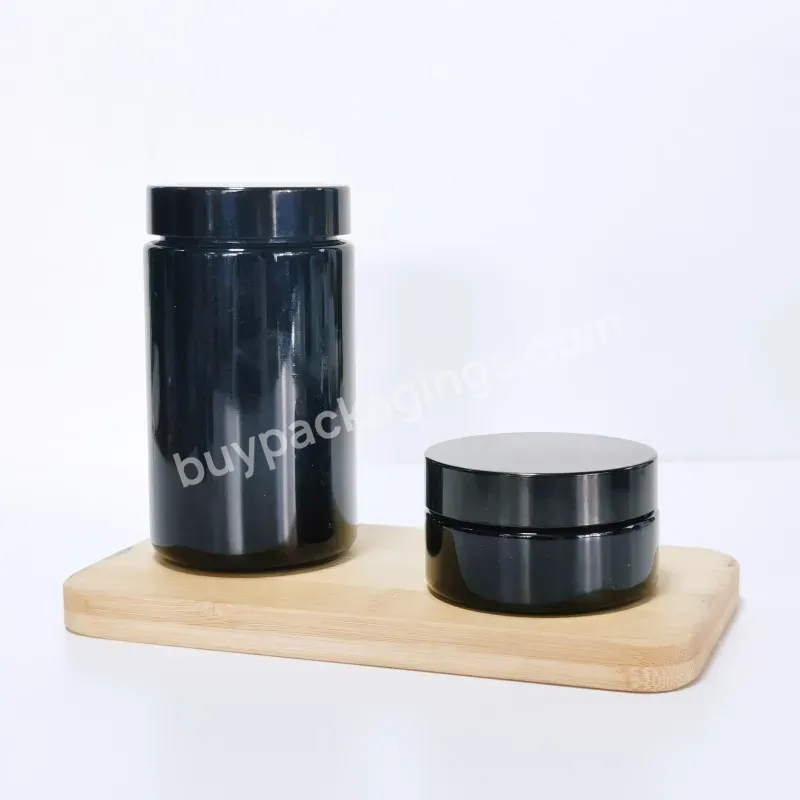 Cosmetic Jars 5ml 10ml 15ml 30ml 60ml 100ml Uv Black Violet Glass Jar With Black Lid