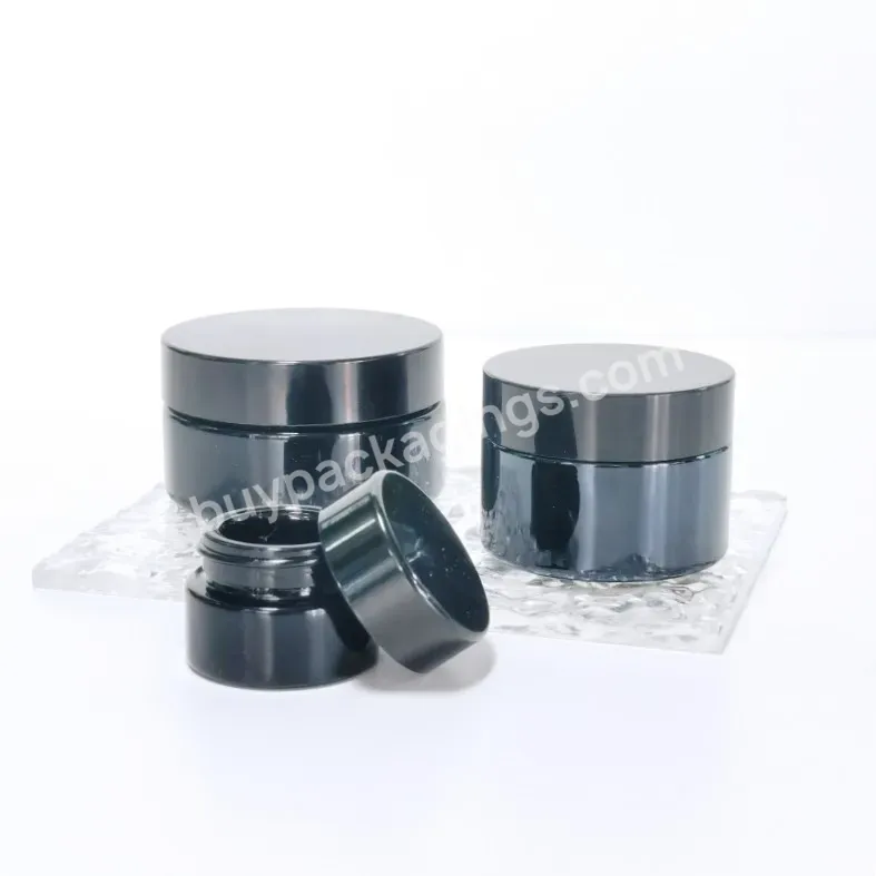 Cosmetic Jars 5ml 10ml 15ml 30ml 60ml 100ml Uv Black Violet Glass Jar With Black Lid