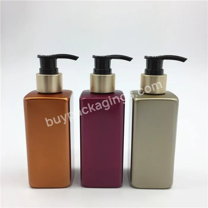 Cosmetic Lotion Packaging 200ml 250ml Black Square Plastic Bottle With 24/410 Pump Cap Pet Shampoo Bottle