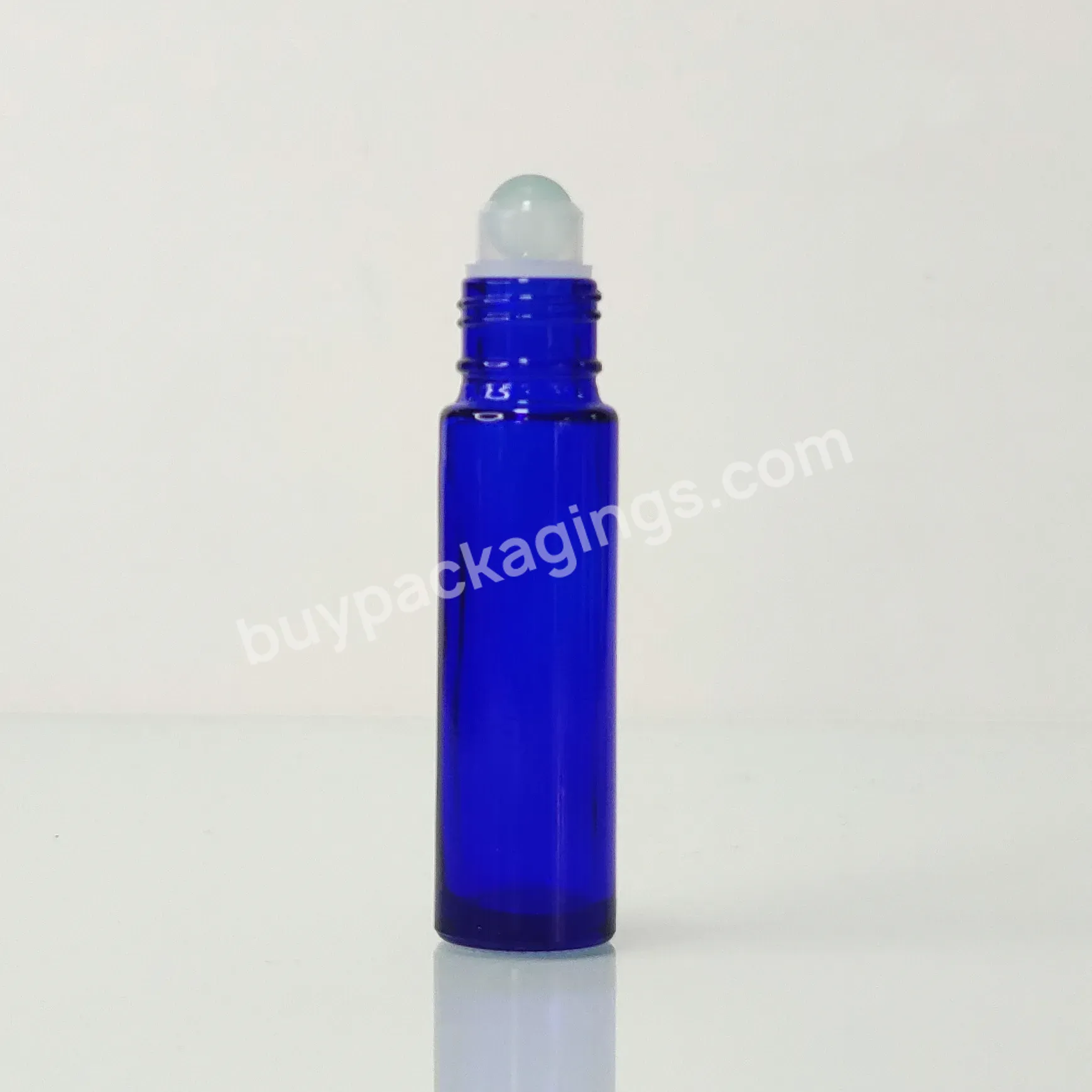 Cosmetic Package Blue Perfume Essential Oil Glass Roll On Bottle Aluminum Cap Steel Roller Ball