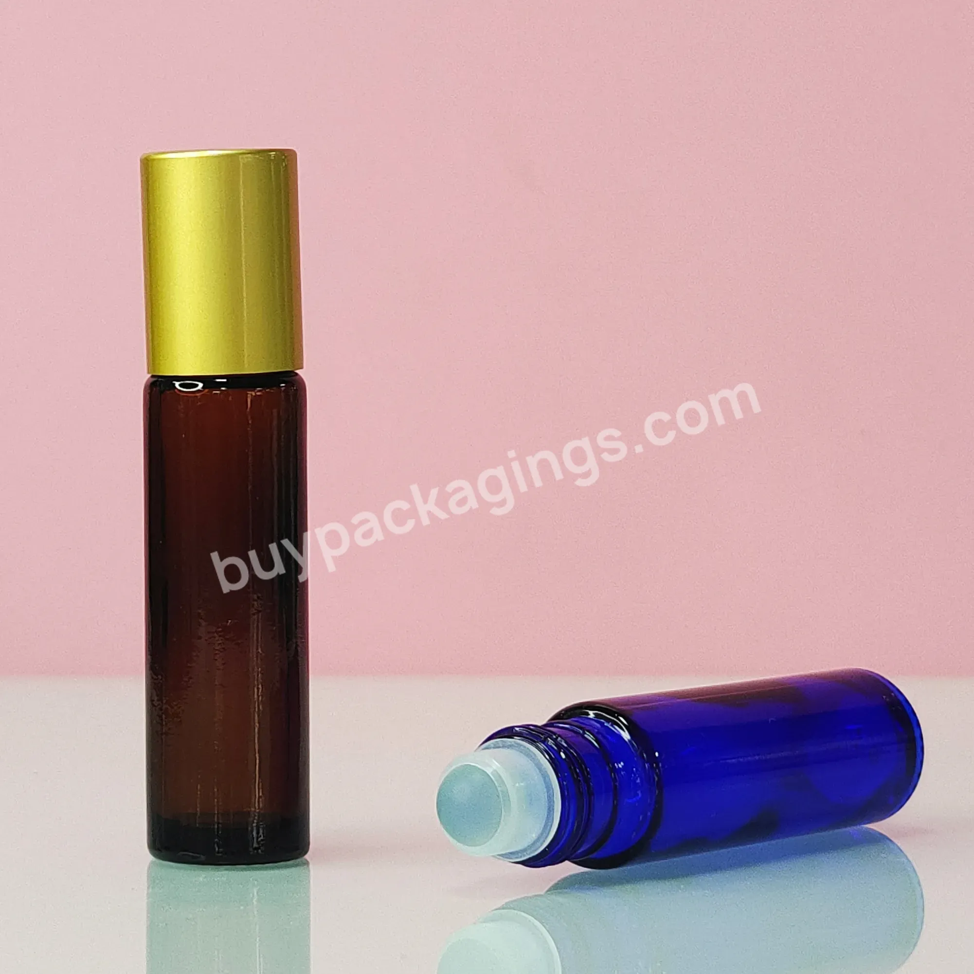 Cosmetic Package Blue Perfume Essential Oil Glass Roll On Bottle Aluminum Cap Steel Roller Ball