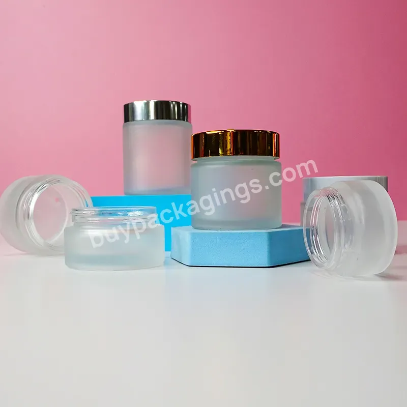 Cosmetic Packaging 10ml 15ml 30ml 50ml 100ml Transparent Clear Frosted Face Body Cream Glass Jar For Plastic Cap