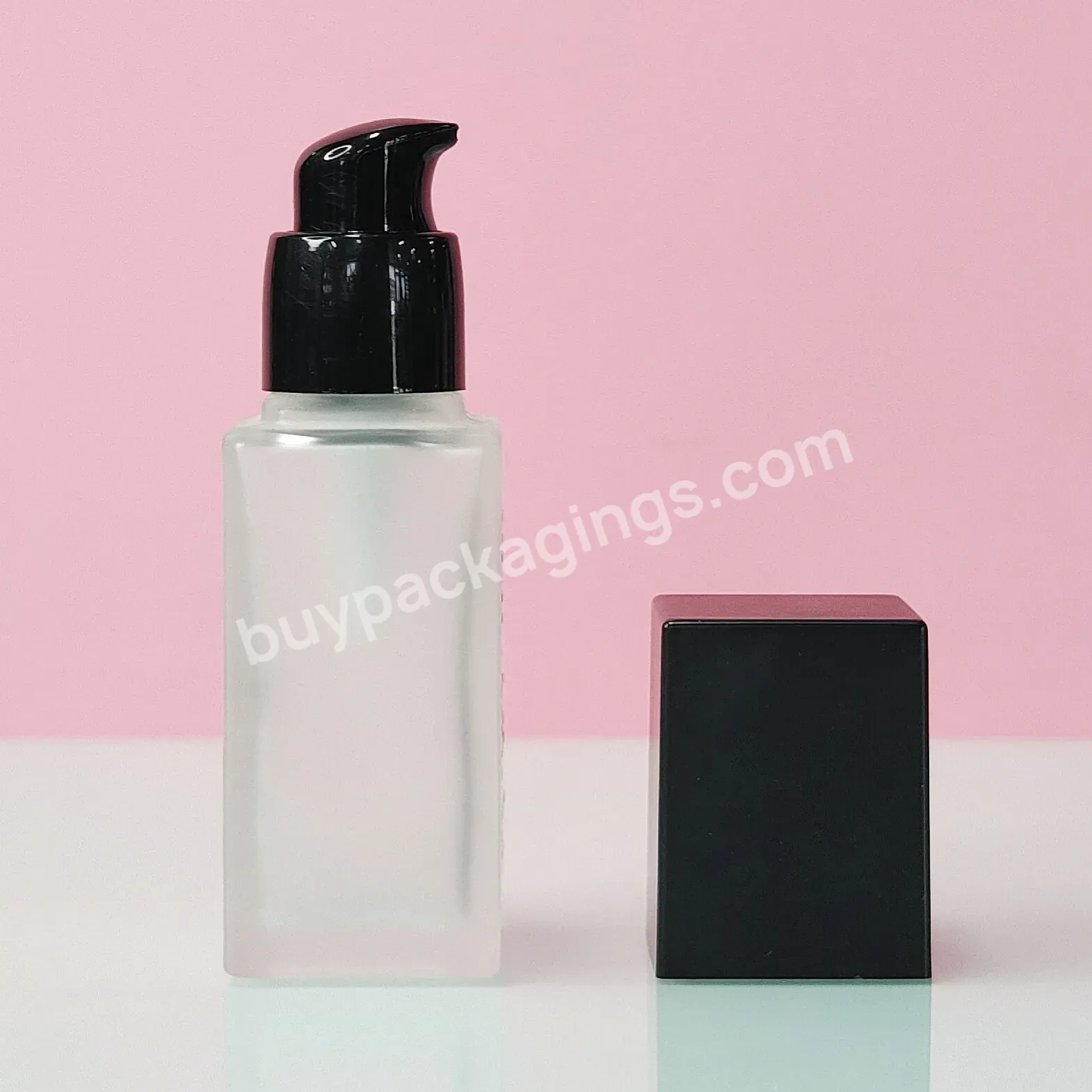 Cosmetic Packaging 1oz 30ml Frosted Glass Airless Pump Clear Liquid Foundation Bottle