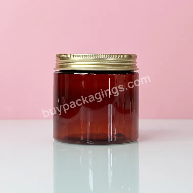 Cosmetic Packaging 30g 50g 100g 120g 200g 250g 500g Dark Brown Pet Plastic Cream Jar With Gold Lid