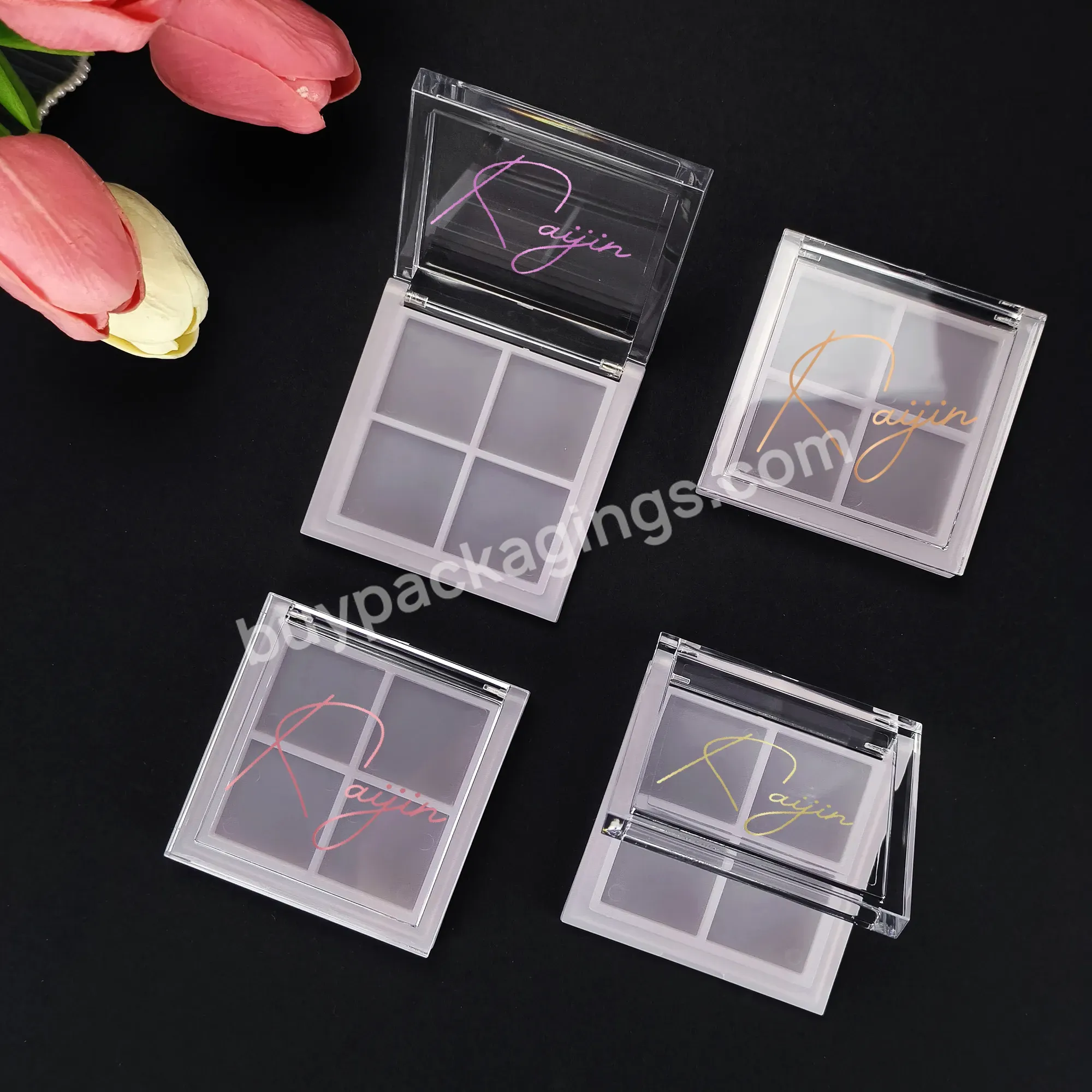 Cosmetic Packaging 4pans Making Powder Empty Compact Ps Material Compact Powder Case Blush Compact Case