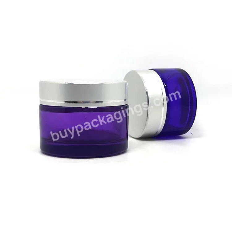 Cosmetic Packaging 5g 10g 15g 20g 30g 50g 100g Purple Glass Cosmetic Cream Jar With Silver Aluminum Screw Lid