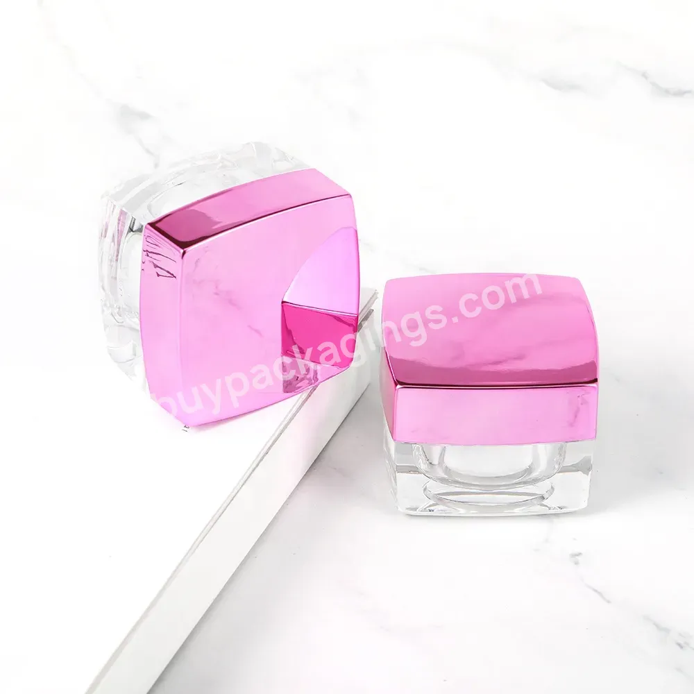 Cosmetic Packaging Container 10 G Transparent Square Plastic Jar For Skin Care Cream