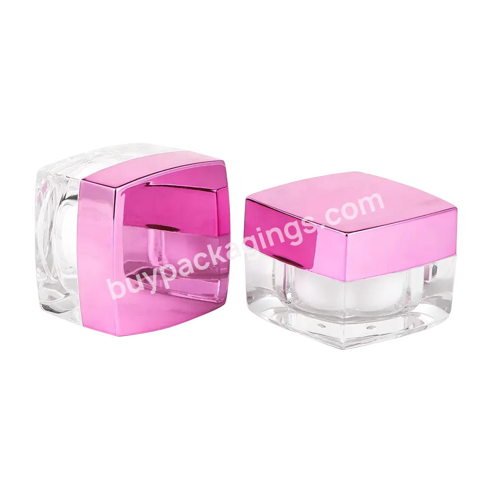 Cosmetic Packaging Container 10 G Transparent Square Plastic Jar For Skin Care Cream