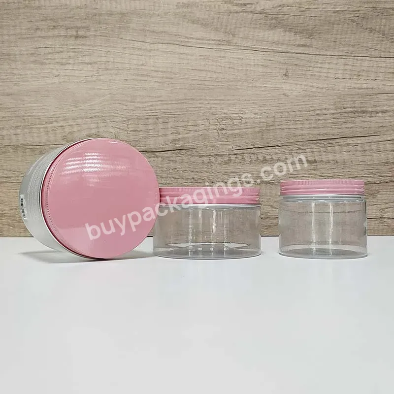 Cosmetic Packaging Custom Logo Clear Empty 1oz 2oz 4oz 3 Oz 8oz 15g 30g Powder Container Plastic Cosmetic Jar With Gold Pink Lid