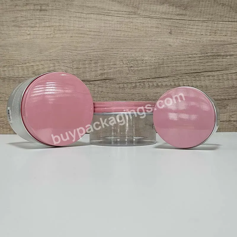 Cosmetic Packaging Custom Logo Clear Empty 1oz 2oz 4oz 3 Oz 8oz 15g 30g Powder Container Plastic Cosmetic Jar With Gold Pink Lid