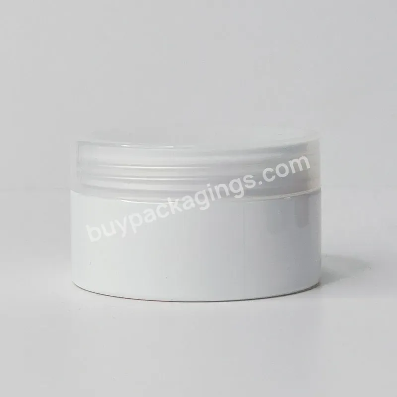 Cosmetic Packaging Facial Cream Body Butter Scrub Container 150ml White Pet Jar With Transparent Cap
