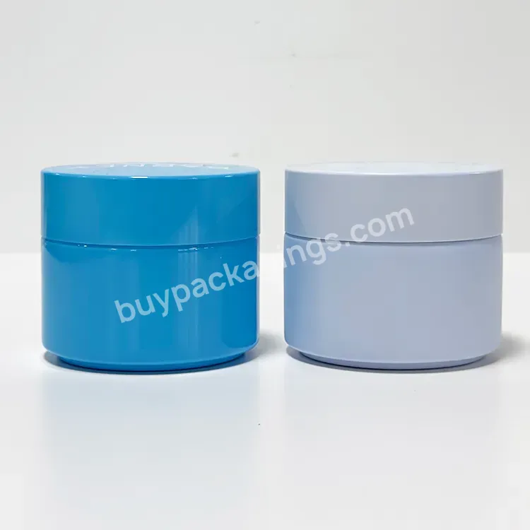 Cosmetic Packaging Oem Blue 5g 10g 20g 30g 50g 100g Glass Cream Jar With Blue Lid