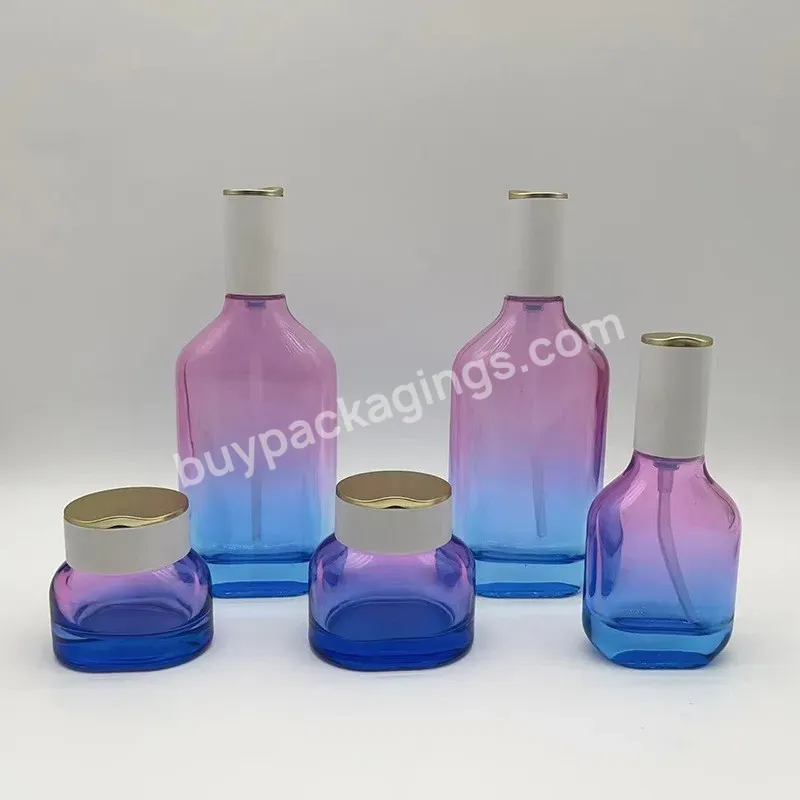 Cosmetic Packaging Set Luxury 40ml 100ml 120ml Glass Lotion Bottle 30g 50g Glass Jar For Skin Care Cream