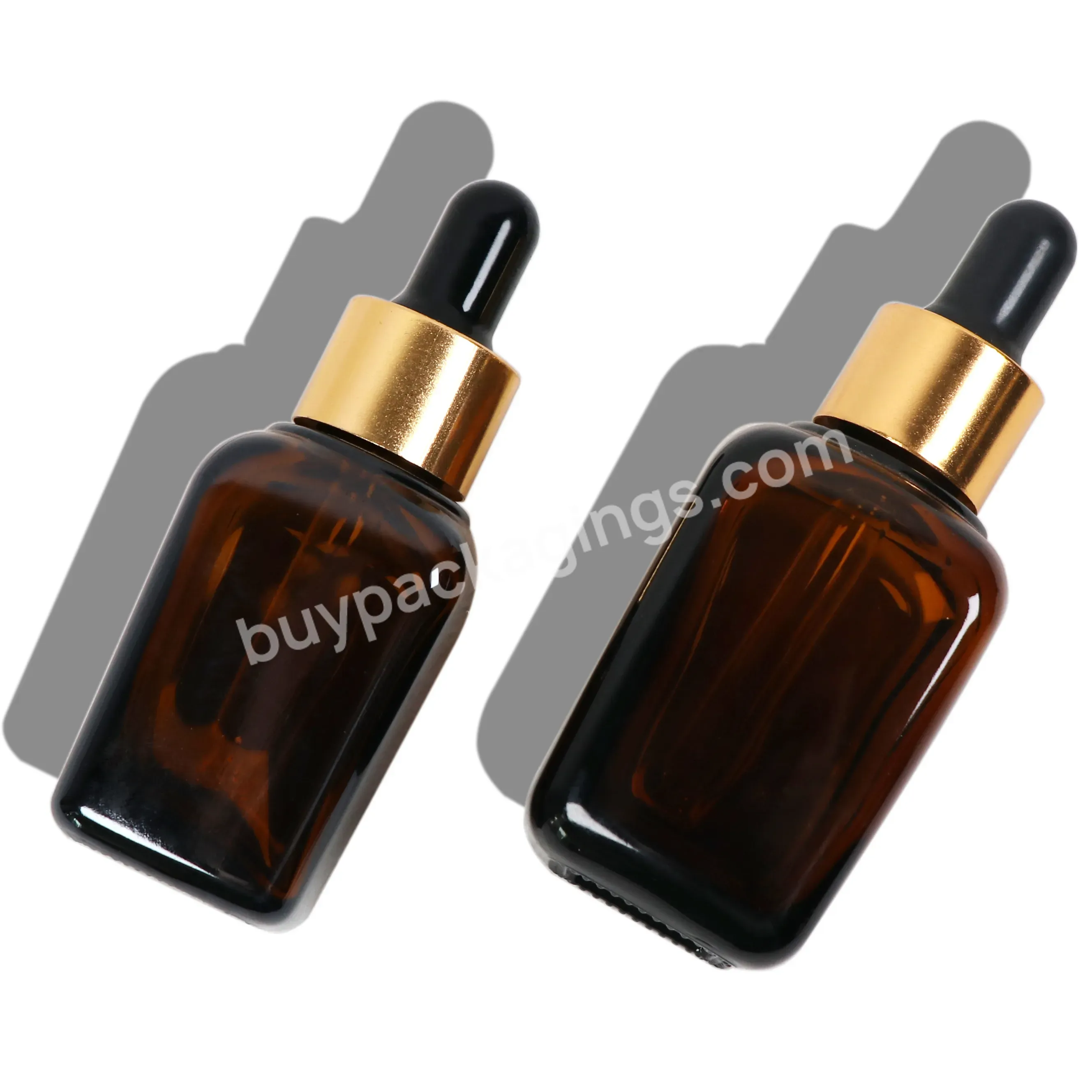 Cosmetic Packaging Square Amber Glass Dropper Bottle Square Serum Bottle Essential Oil Square Glass Dropper Bottle