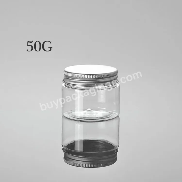 Cosmetic Pet Plastic Jar 50g 100g 120g 150g 200g Silvery Lids Cream Clear Jar