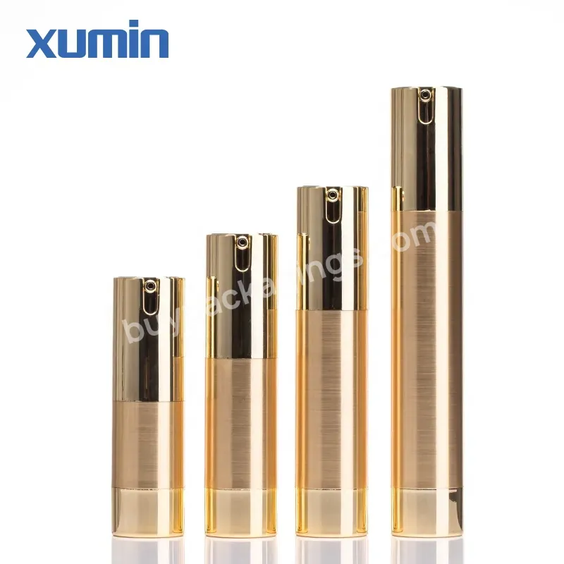 Cosmetic Plastic Packaging 10ml 20ml 25ml 30ml Gold Airless Lotion Bottles White Gold Pump Head