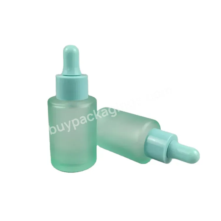 Cosmetic Skin Care Serum Packaging 20ml 30ml 50ml 60ml Green Hair Oil Glass Essential Oil Dropper Bottle With Green Dropper Lid