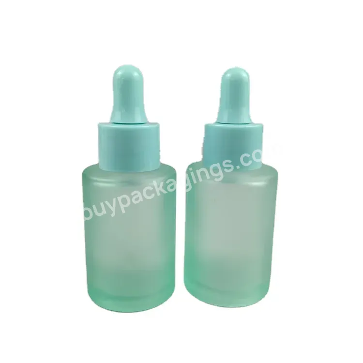 Cosmetic Skin Care Serum Packaging 20ml 30ml 50ml 60ml Green Hair Oil Glass Essential Oil Dropper Bottle With Green Dropper Lid