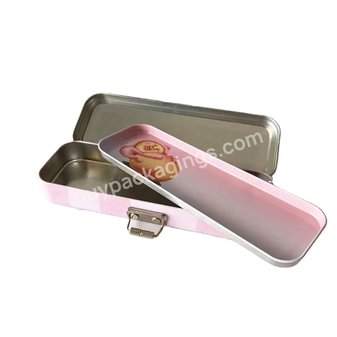 Cosmetic Tin Case With Latch And Lock Double Layer Cosmetic Metal Case For Makeup Tools 100ml Cosmetic Lotions