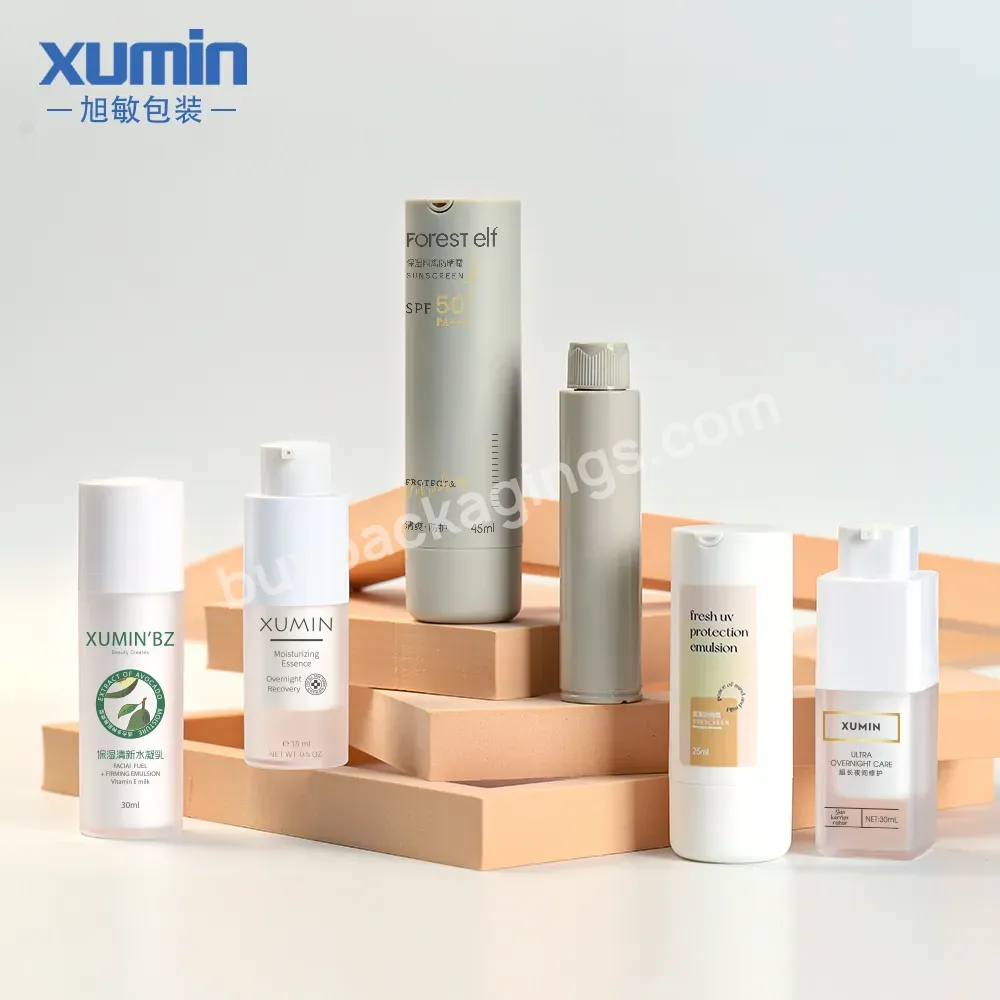 Cosmetics Airless Pump Bottle 15ml Airless Plastic Bottle Square Free Sample White Body