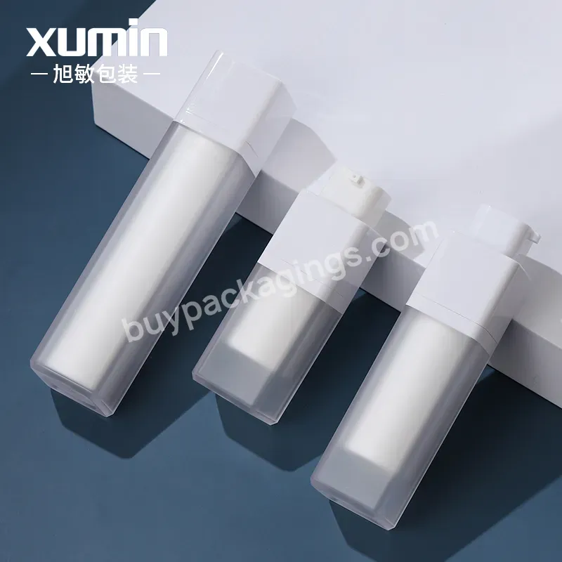 Cosmetics Airless Pump Bottle 15ml Airless Plastic Bottle Square Free Sample White Body