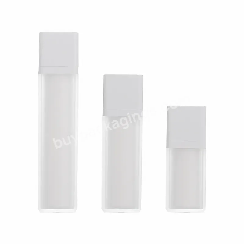 Cosmetics Airless Pump Bottle 15ml Airless Plastic Bottle Square Free Sample White Body