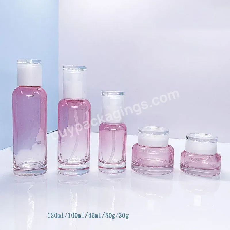 Cosmetics Pink Lotion Pump Bottles 30ml 40ml 100ml 120ml Cosmetic Bottle And Jar With Lotion Pump