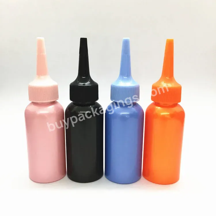 Cosmo Round Empty Colorful Pet Plastic Sauce Squeeze Long Sharp Tip Bottle With Twist Cap