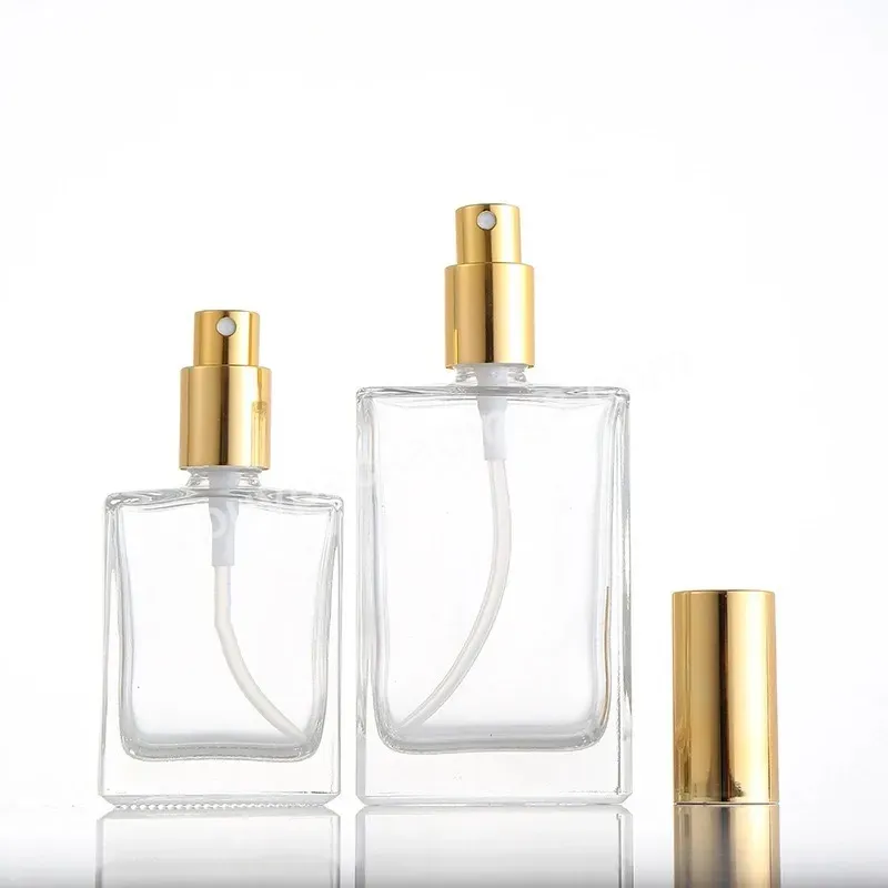 Costom Flat Square Spray Bottle 30ml 50ml 100ml Rectangle Perfume Bottle Luxury Cosmetic Glass Bottle With Spray Pump