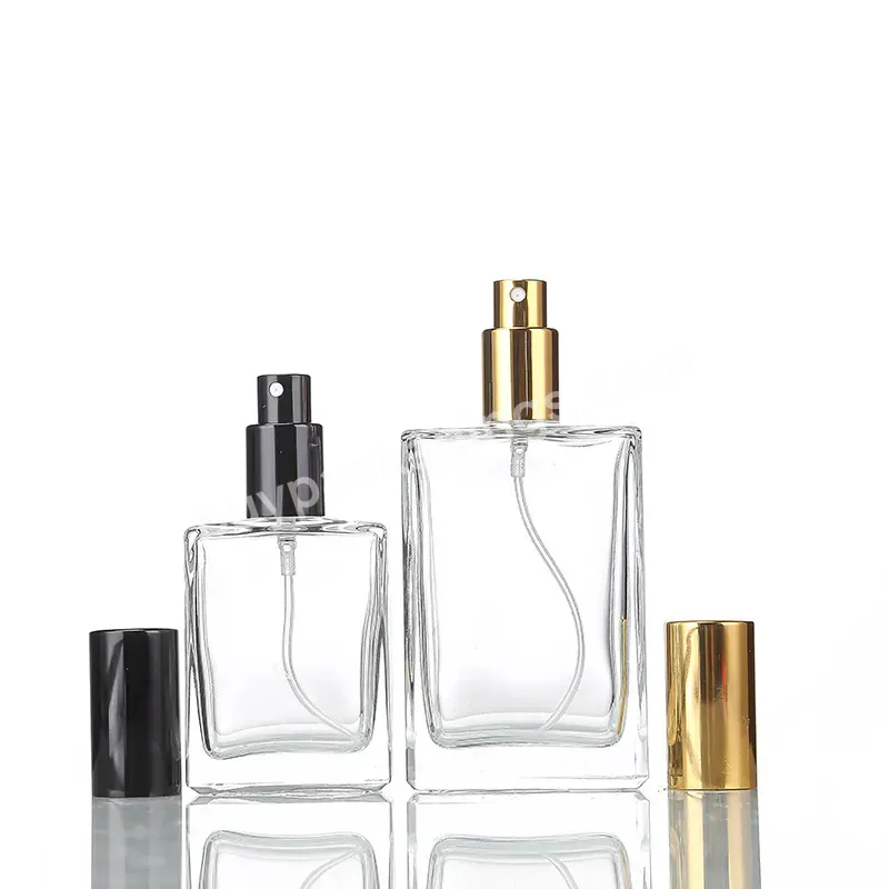 Costom Flat Square Spray Bottle 30ml 50ml 100ml Rectangle Perfume Bottle Luxury Cosmetic Glass Bottle With Spray Pump