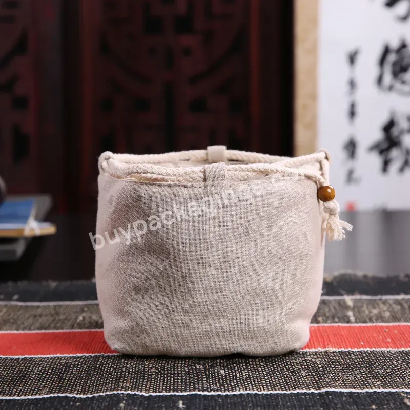 Cotton And Hemp A Pot Of Four Cups Storage Bag Portable Travel Hand Bag Thickened Pocket Cup Drawstring Bag