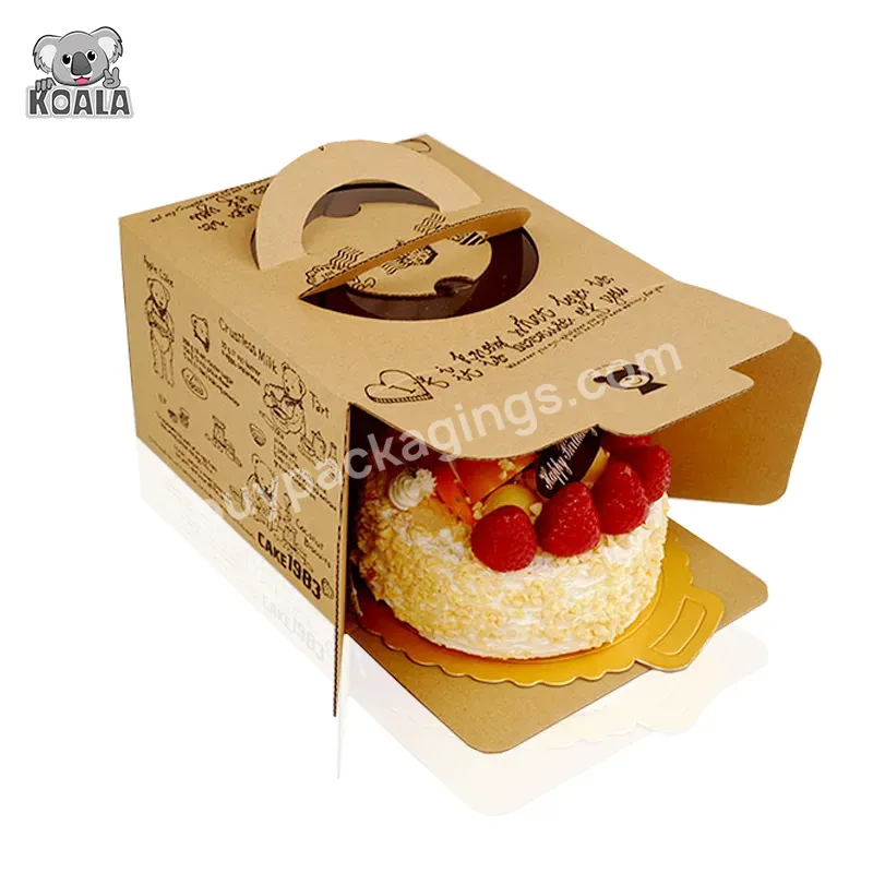 Craft Packaging Brownie White With Handle Cardboard Cake Kraft Paper Box