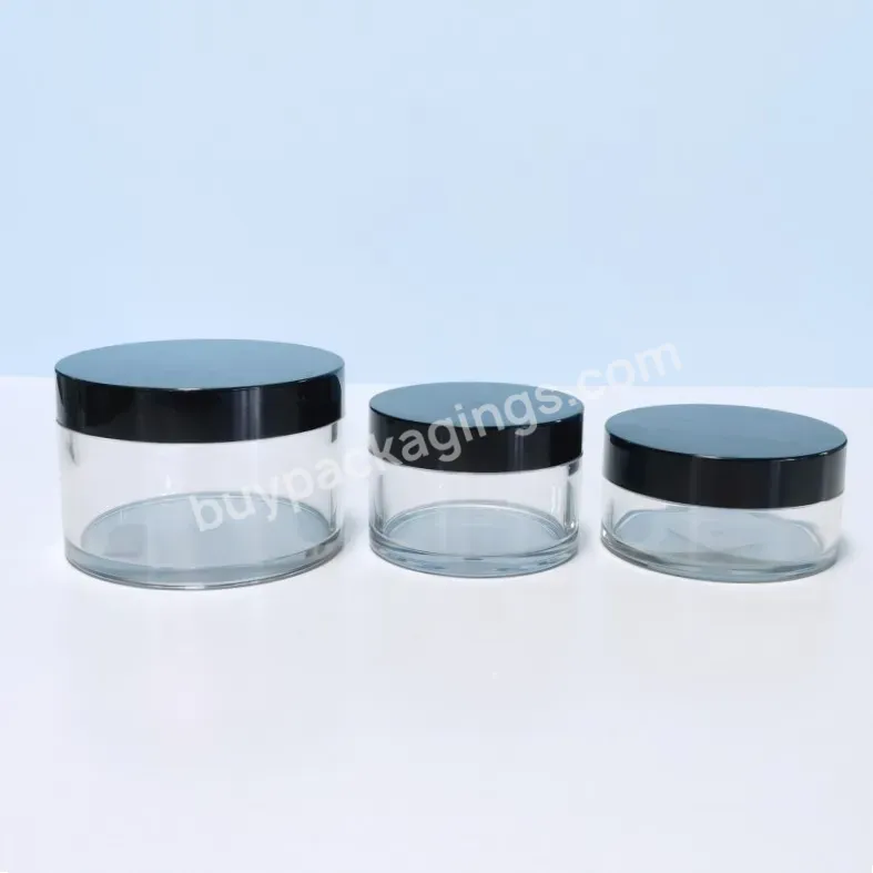 Cream Thick Wall Cosmetic Cream Jar Cream Jar Transparent 50g Pet Plastic With Black Cover Pot Cosmetic Jar