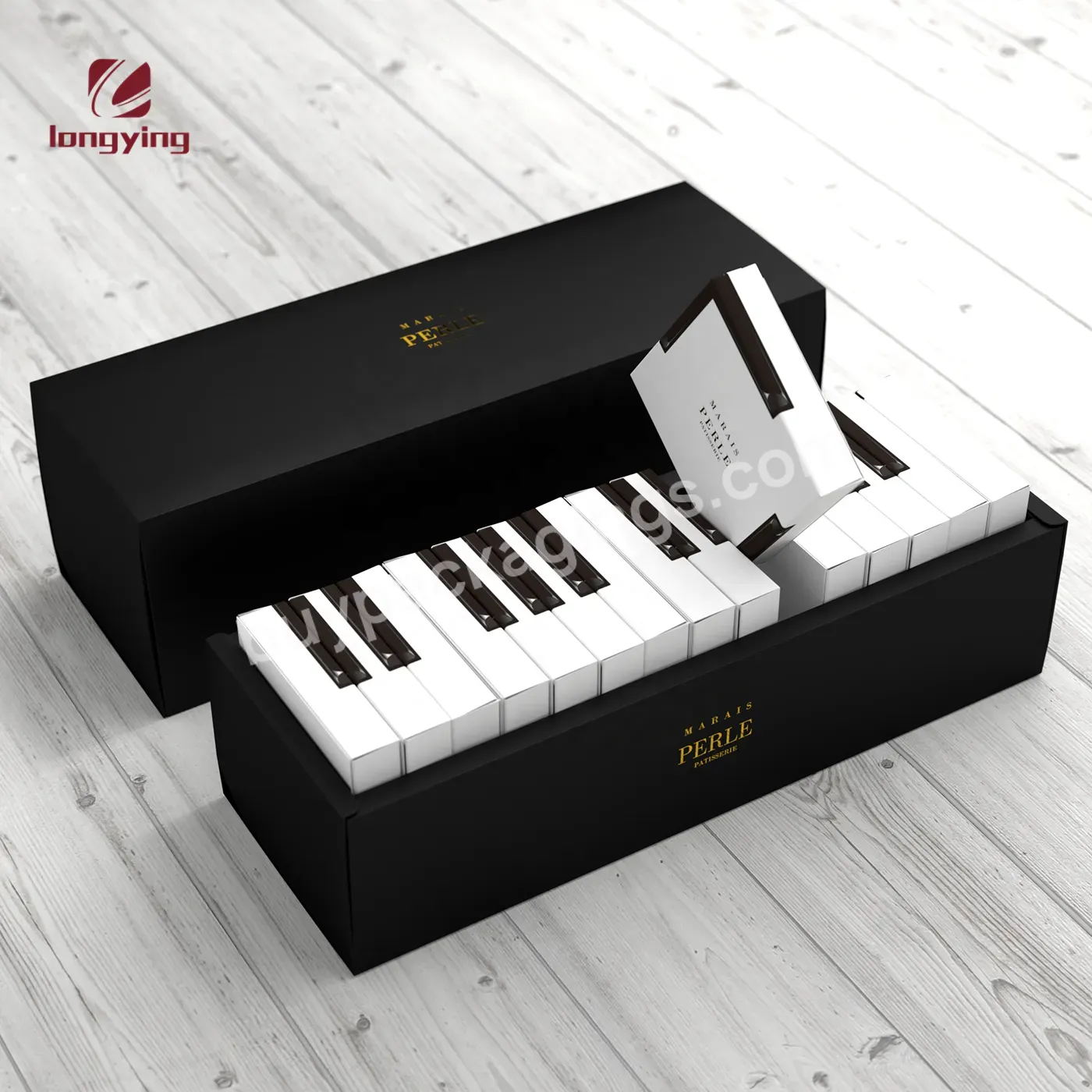Creativegiftbox Cardboard Matte Black Box With Small Packaging Boxes For Piano Keyboard Style Packaging Boxes