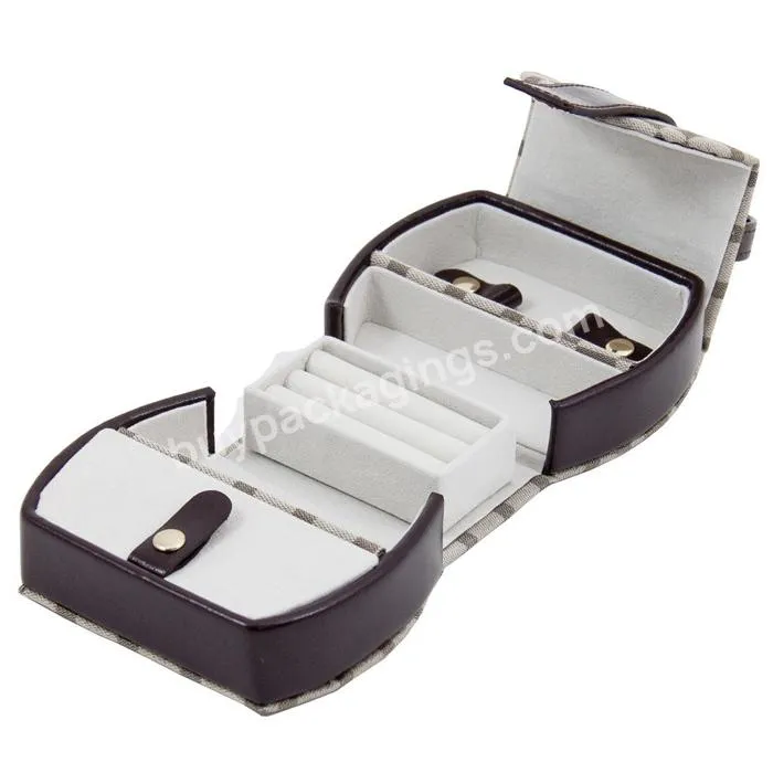 Creativity design custom zipper leather jewelry ring case box travel mini small travel jewelry storage box travel jewelry box