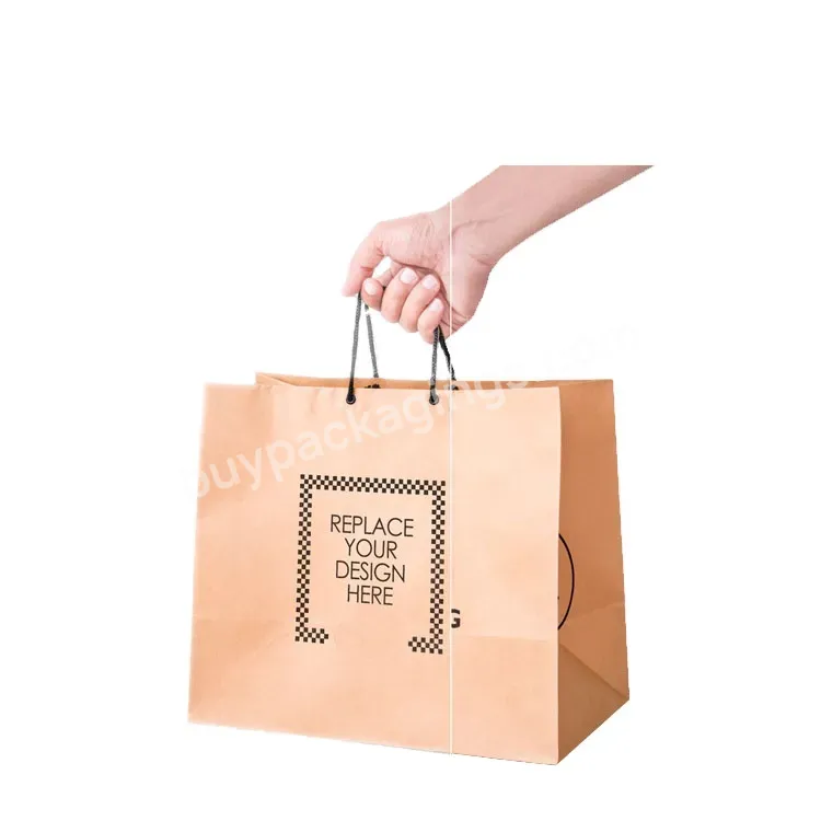 Creatrust Custom Gift Brand Logo Luxury Boutique Shopping White Handle Kraft Paper Bags With Your Own Logo