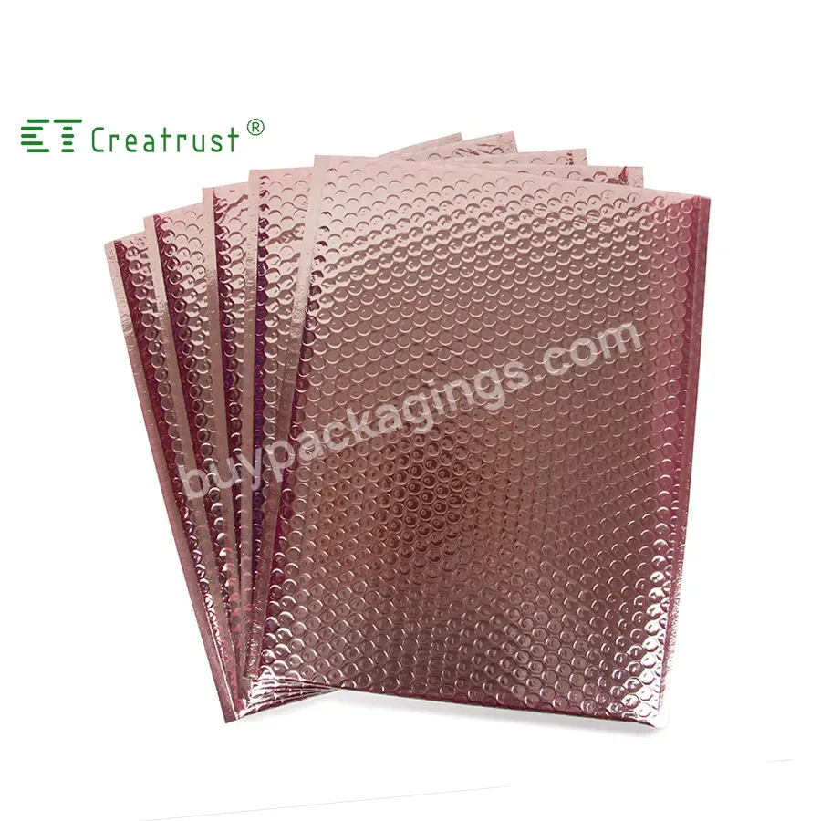 Creatrust Hot Sale Custom Size Logo Eco Friendly Gold Metallic Aluminum Foil Envelopes Padded Bubble Mailer Bag