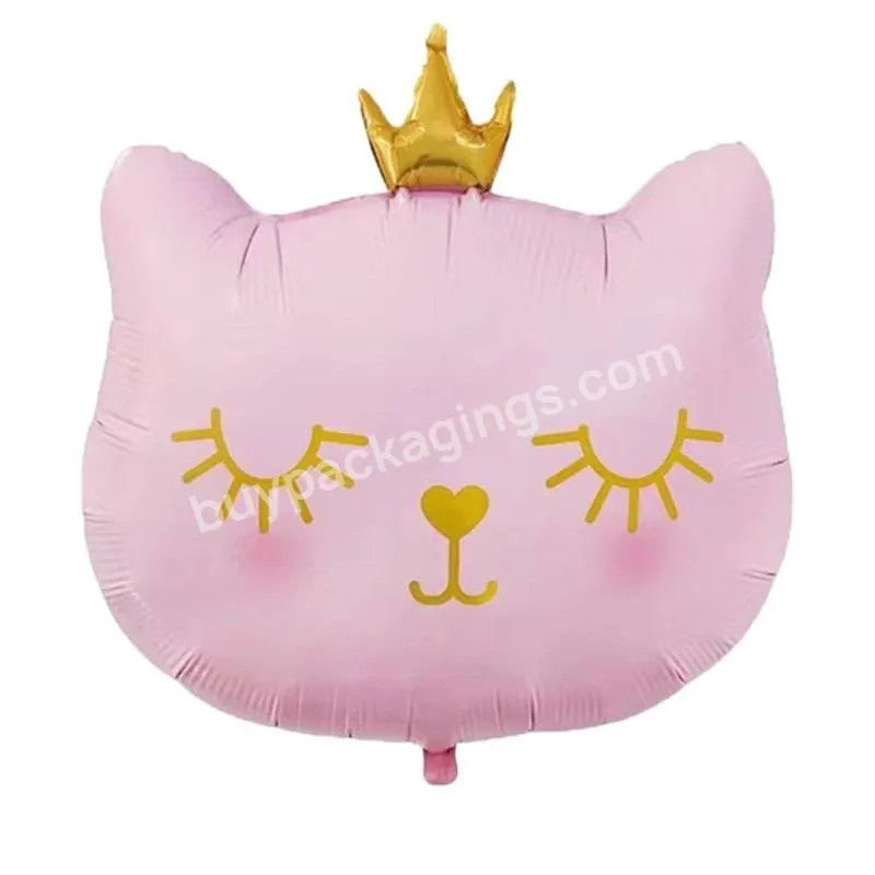 Crown Cat Foil Balloons Cute Cat Birthday Balloons Animal Balloons for Girls Kitten Pet Cat Birthday Party Supplies Decorations