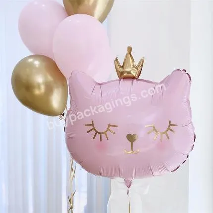 Crown Cat Foil Balloons Cute Cat Birthday Balloons Animal Balloons for Girls Kitten Pet Cat Birthday Party Supplies Decorations