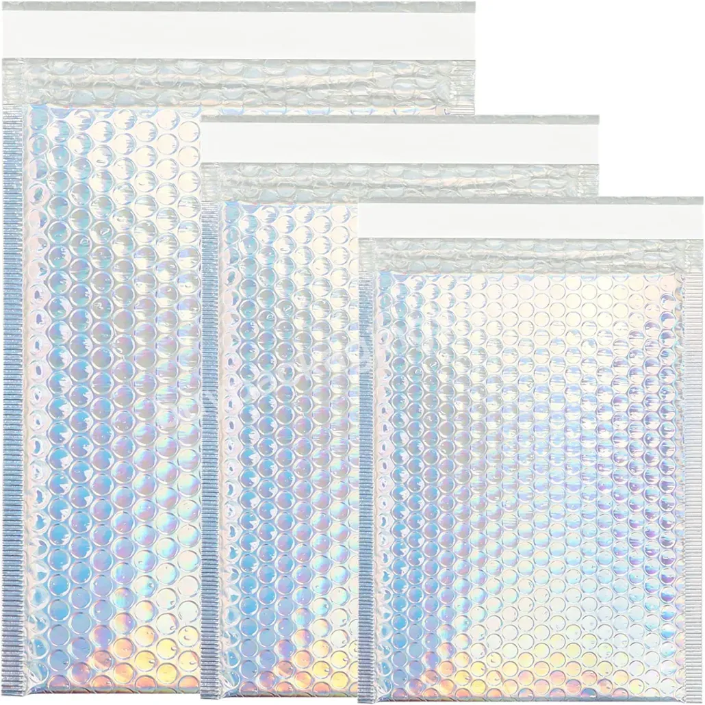 Ctcx Custom Metallic Holographic Foil Glitter Polybag Mailing Shipping Bubble Mailers Gold/black Glamour Metallic Bubble Mailers