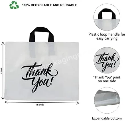 Ctcx Custom Print Thank You White/black/purple Plastic Shopping Bag Plastic Clothing/shoes Packaging Die Cut Handle Carry Bag