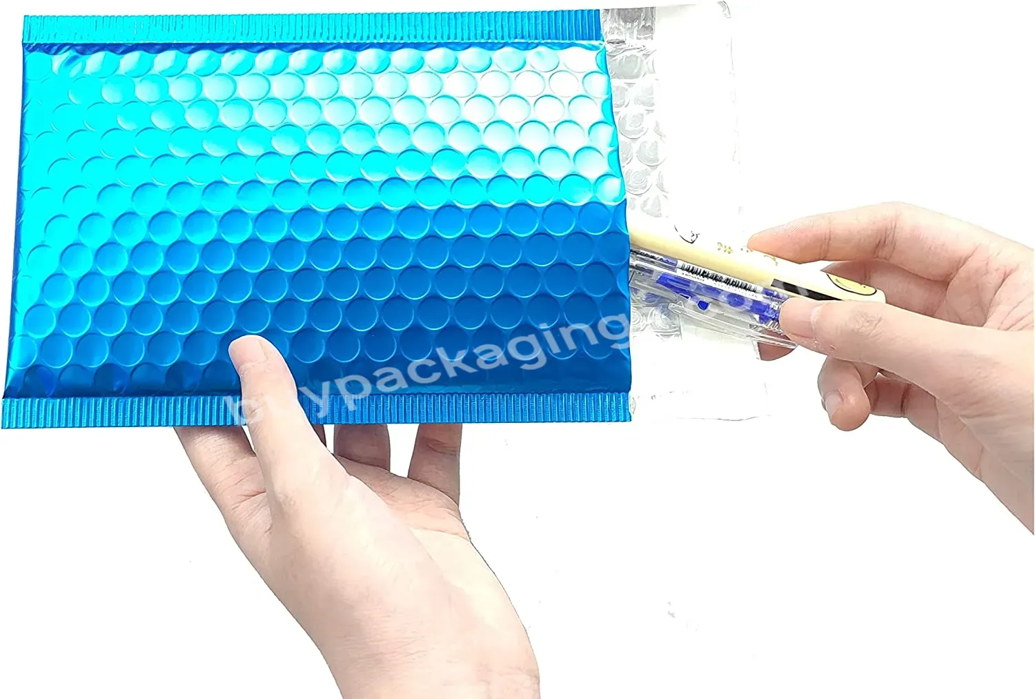 Ctcx Polybags Air Padded Poly Bubble Mailers Blue Aluminum Foil Glitter Shipping Packaging Self Seal Metallic Bubble Mailers