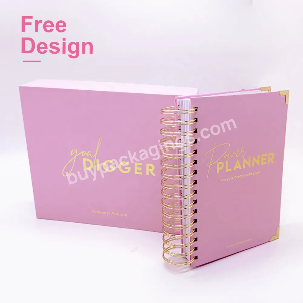 Cuaderno Catalogue Custom Transfer Printing Rose Gold Foil Spiral Organizer Hardcover Journal Diary Custom Printed Planner - Buy Custom Printed Planner,Custom Agenda Planner,Custom Stickers For Planner.