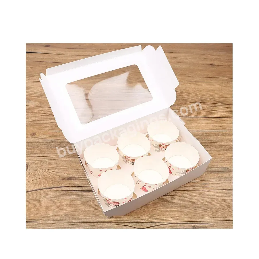Cupcake Boxes With Inserts And Window Hold 6 Cupcakes Kraft Bakery Cake Boxes Pastry For Cookie