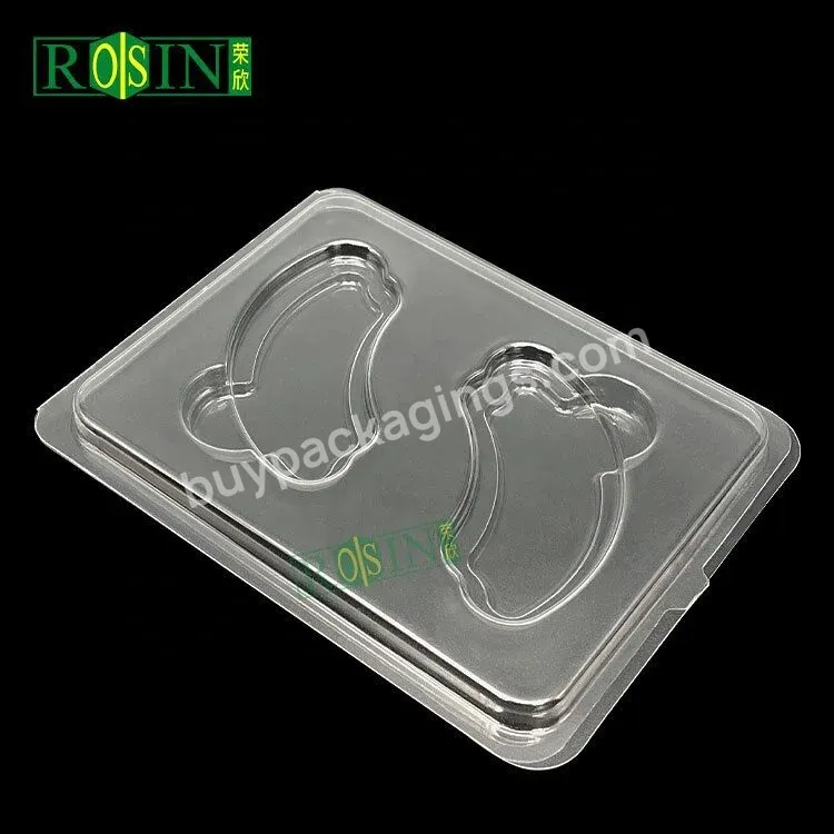 Custom 1 Pair Clam Shell Transparent Plastic Pet Eye Shadow Packaging Box Plastic Eye Facial Mask Tray