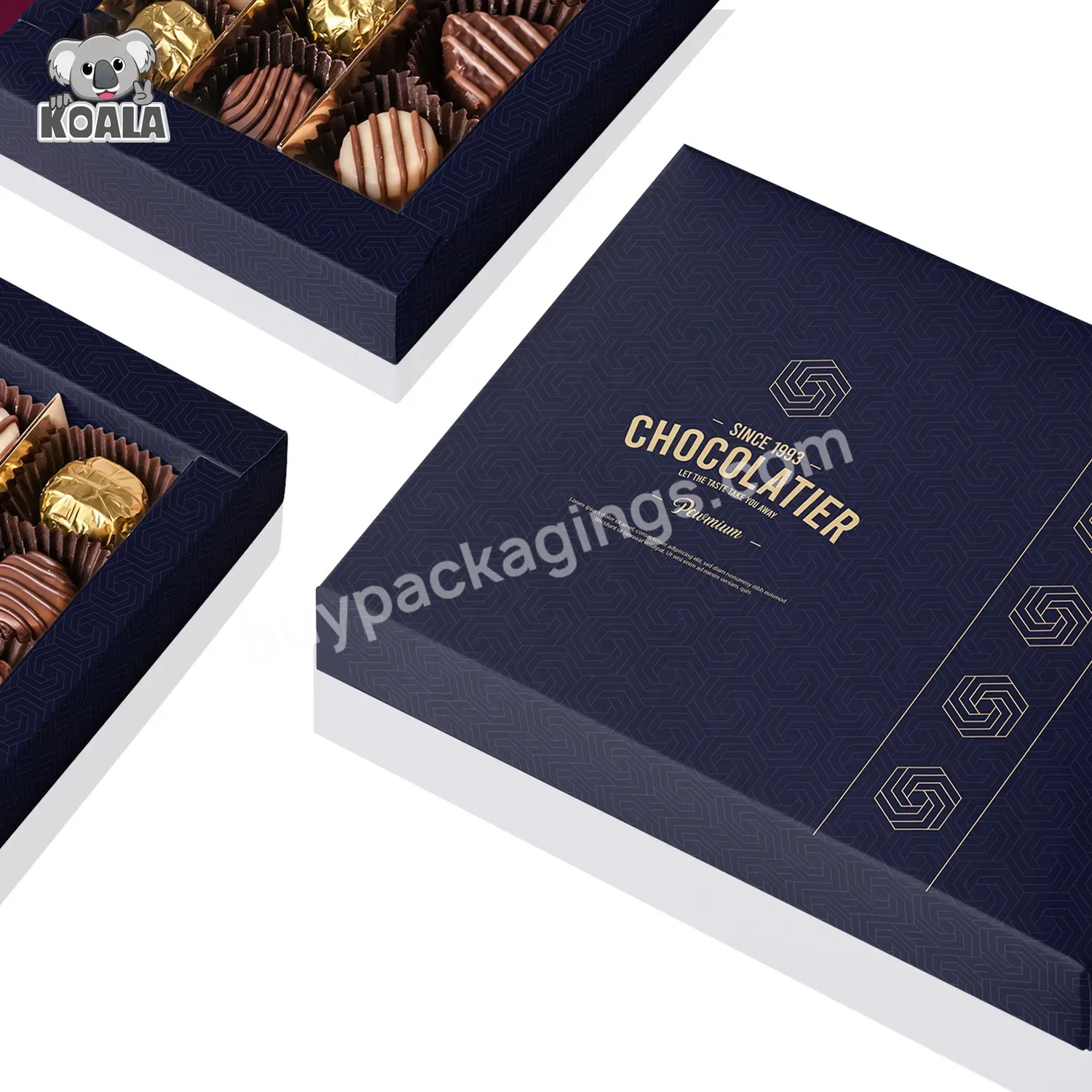 Custom 10 Pc Truffle Chocolate Box With Tray Display Cardboard Compound Paper Display Chocolate Packaging Gift Box