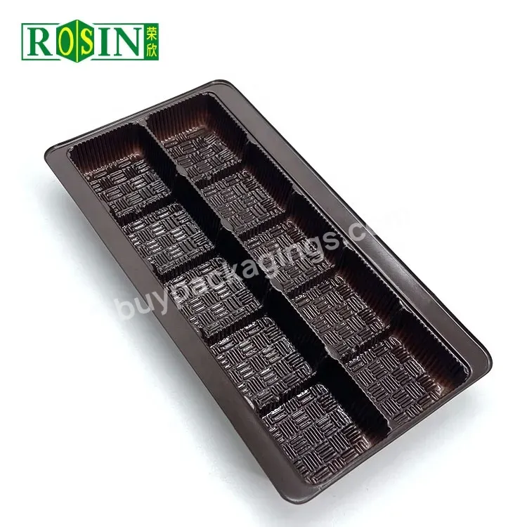 Custom 10 Pcs Disposable Brown Pp Pet Plastic Blister Chocolate Biscuit Cavity Inner Tray