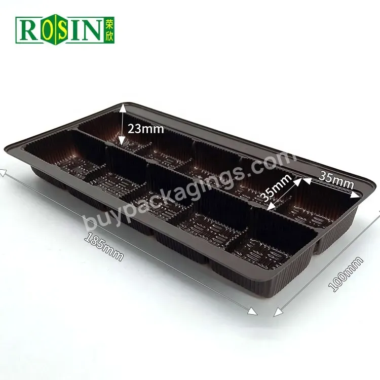 Custom 10 Pcs Disposable Brown Pp Pet Plastic Blister Chocolate Biscuit Cavity Inner Tray