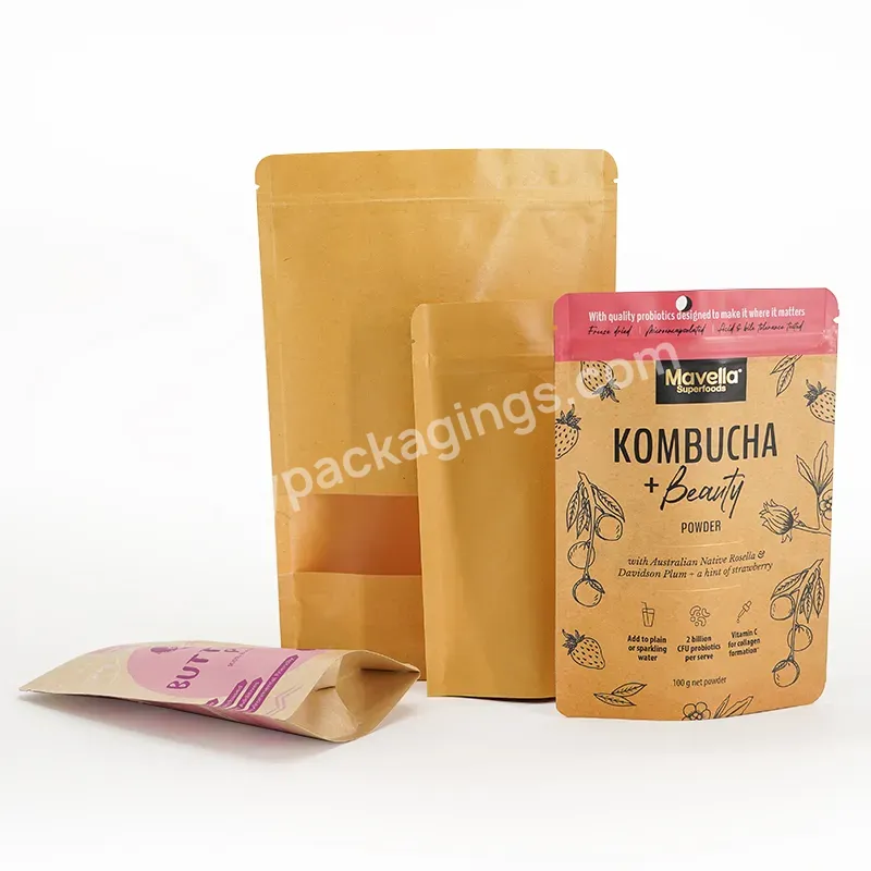 Custom 100g 200g Small Side Gusset Kraft Paper Heat Seal Stand Up Bags Mini Aluminum Foil Sample Coffee Tea Pouch